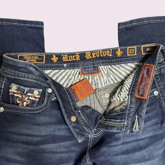 Reworked Rock Forever Rock Revival Bell Bottom Flare Jeans - Picture 4 of 7